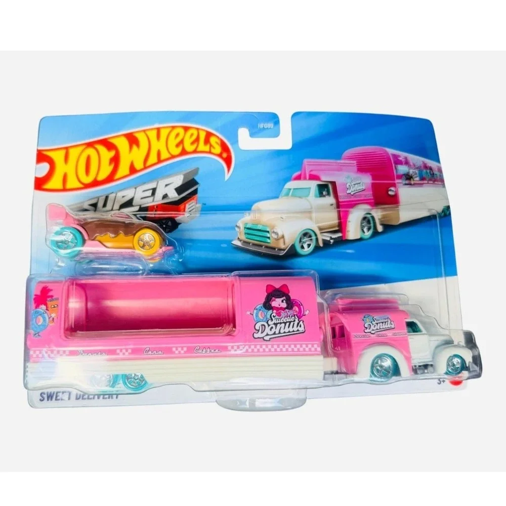 Hot Wheels Super Rigs Sweetie's Donuts Sweet Delivery Truck Trailer Diecast